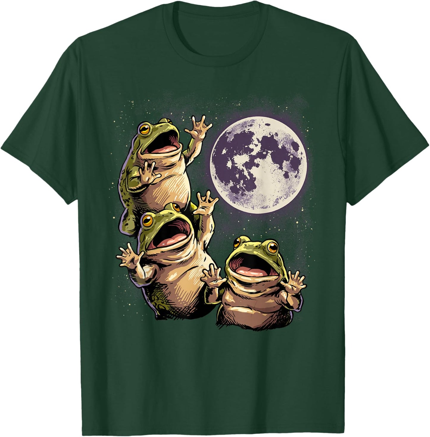 Frogs Howling At The Moon Funny Amphibian 90s Bullfrog Meme T-Shirt - T-Shirt | Forest