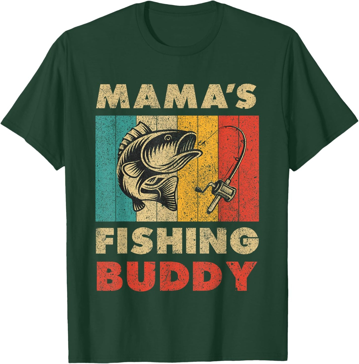 Funny Fishing Mama's Fishing Buddy Vintage Fishing T-Shirt - T-Shirt | Forest