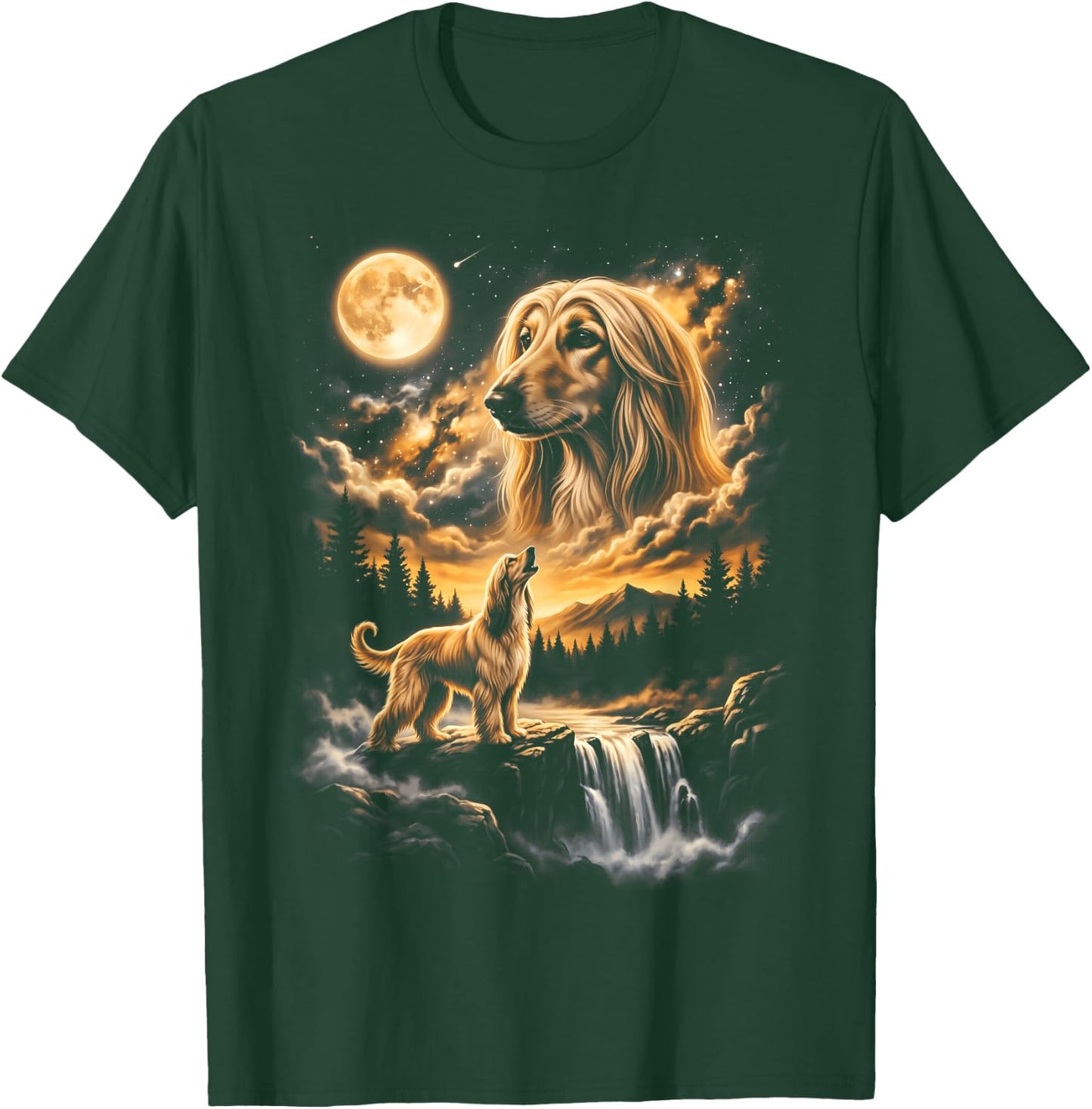Afghan Hound Howling to The Moon T-Shirt - T-Shirt | Forest