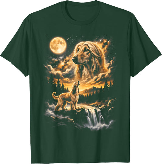 Afghan Hound Howling to The Moon T-Shirt - T-Shirt | Forest