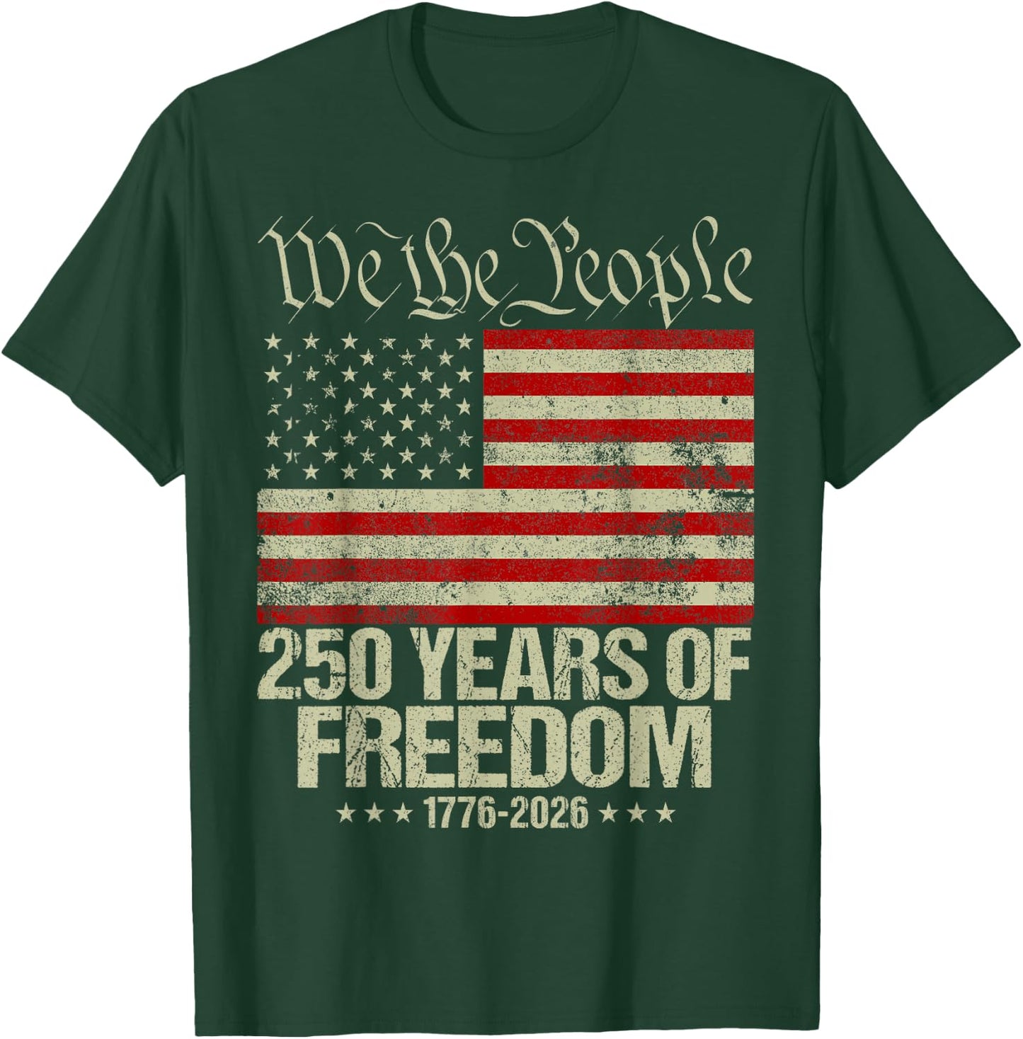 Drapeau américain Vieilli 250e Anniversaire T-Shirt - T-Shirt | Forest