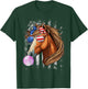Horse Lovers Racers USA Flag 4th Of July Patriotic Girls T-Shirt - T-Shirt | Forest