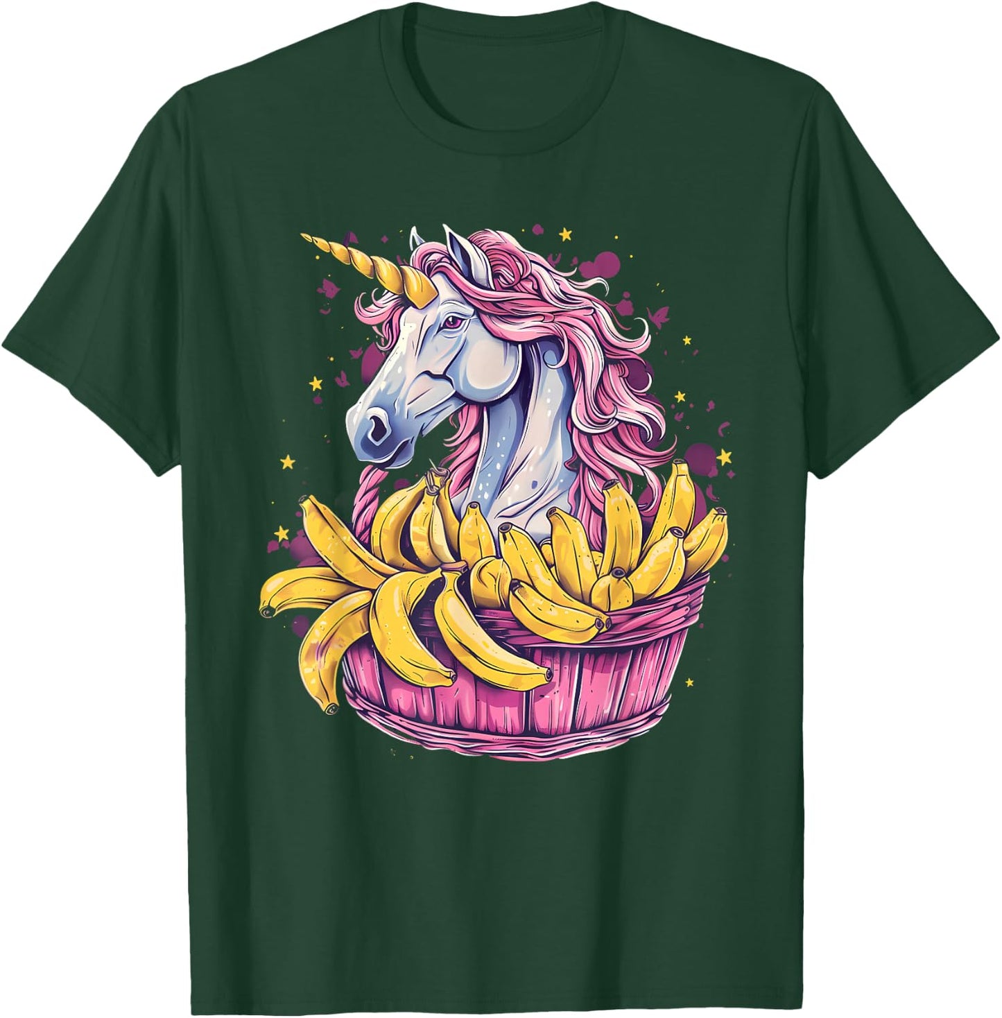 Banana Unicorn Portrait Bananas Fruit Artwork Banana Lover T-Shirt - T-Shirt | Forest