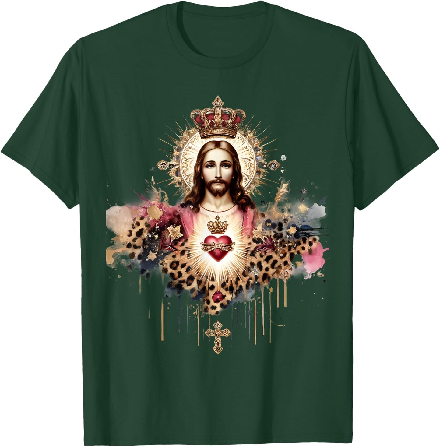 Sacred Heart of Jesus Catholic Devotion Faith T-Shirt - T-Shirt | Forest