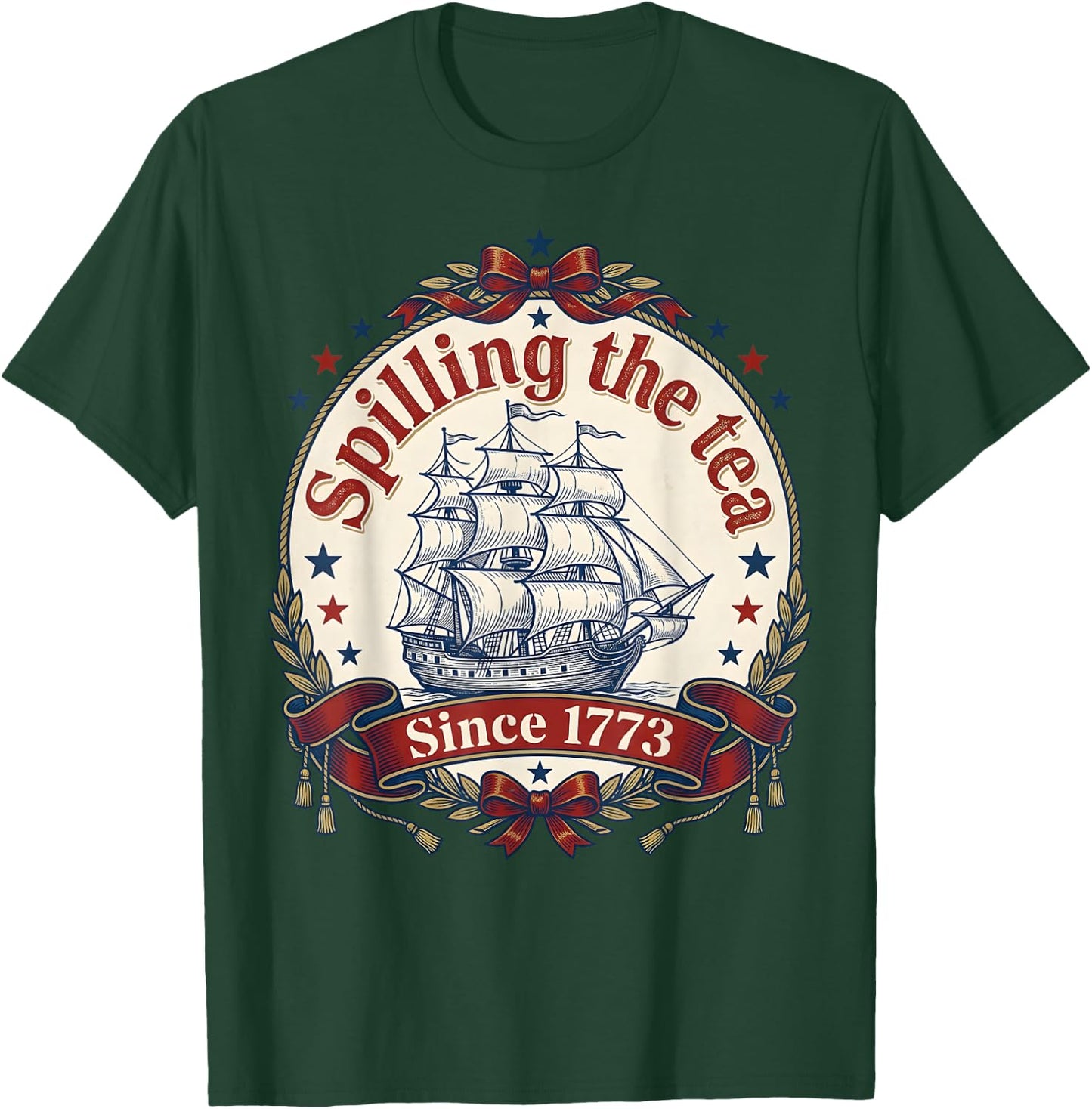 Spilling The Tea Since 1773 Vintage Us History Teacher T-Shirt - T-Shirt | Forest