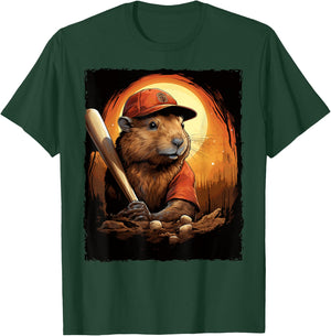 Capybara Baseball T-Shirt - T-Shirt | Forest