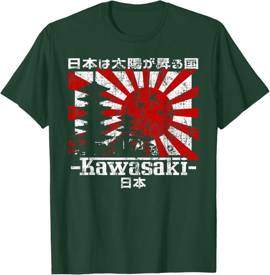 Kawasaki City 90s Retro Japan Aesthetics 80s Kawasaki , black T-Shirt - T-Shirt | Forest