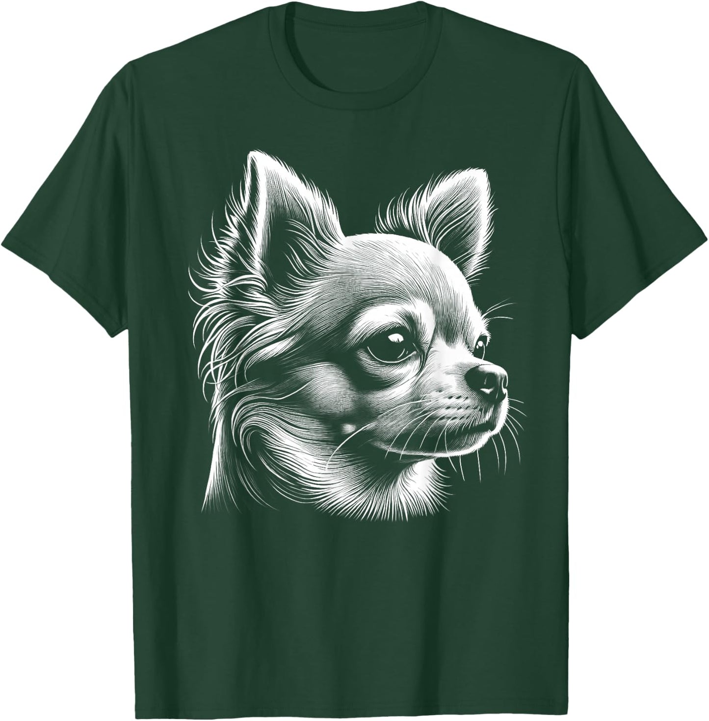 Cute Chihuahua - Head Portrait in Drawing Style , black T-Shirt - T-Shirt | Forest