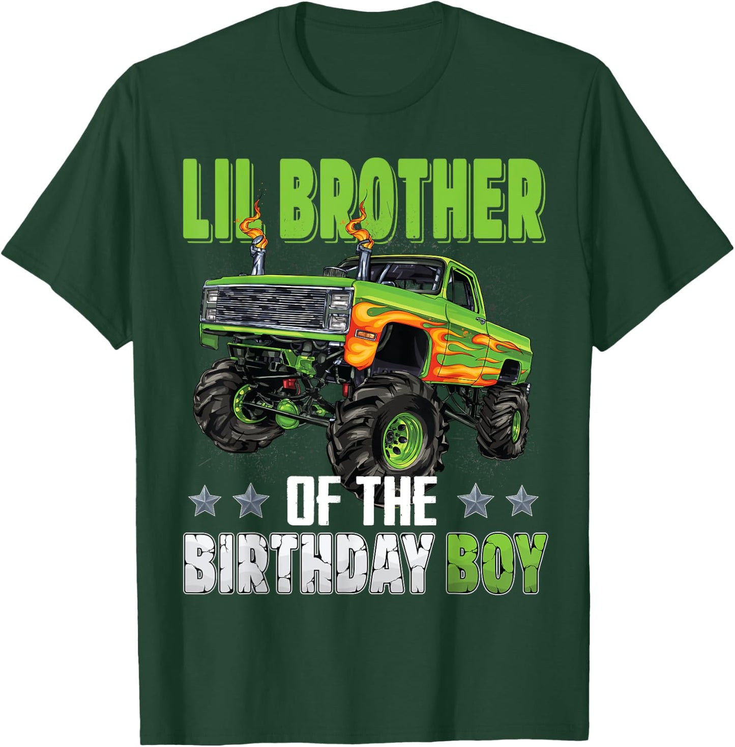 Lil Brother of Birthday Boy Monster Truck Family Matching T-Shirt - T-Shirt | Forest