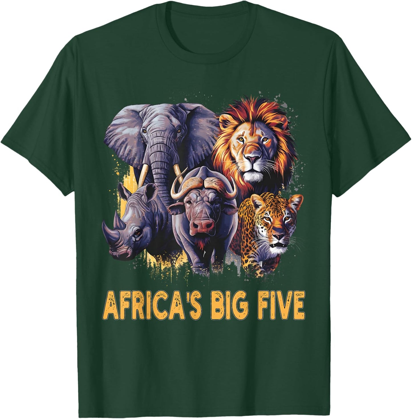 Big 5 Wildlife South Africa Safari Africa's Big Five , black T-Shirt - T-Shirt | Forest