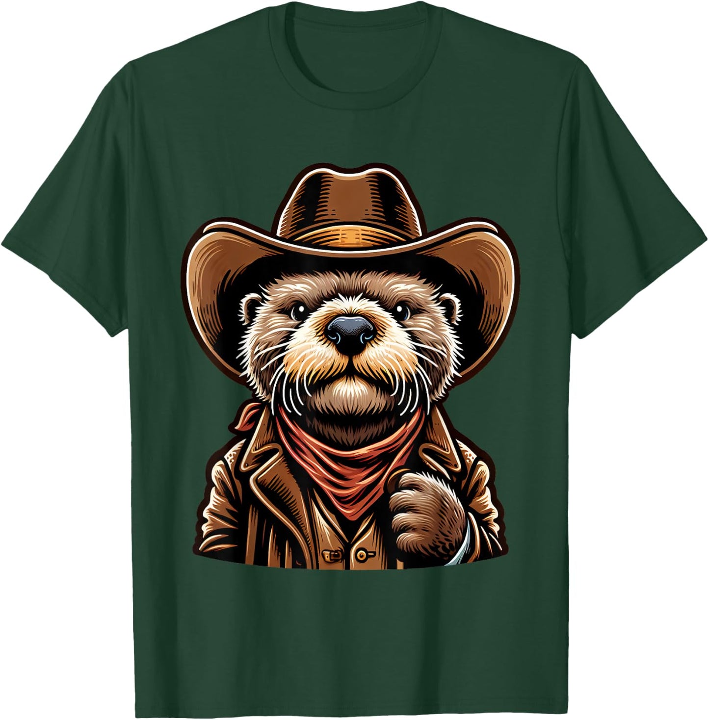 Wild West Otters Funny Cowboy Sea Otter T-Shirt - T-Shirt | Forest
