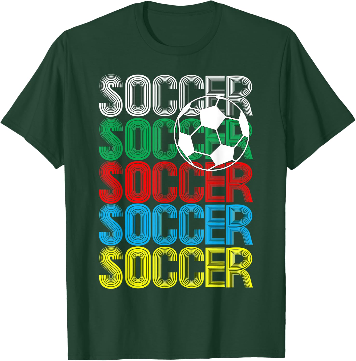 Soccer Retro Repeating Word Mark Pattern T-Shirt - T-Shirt | Forest
