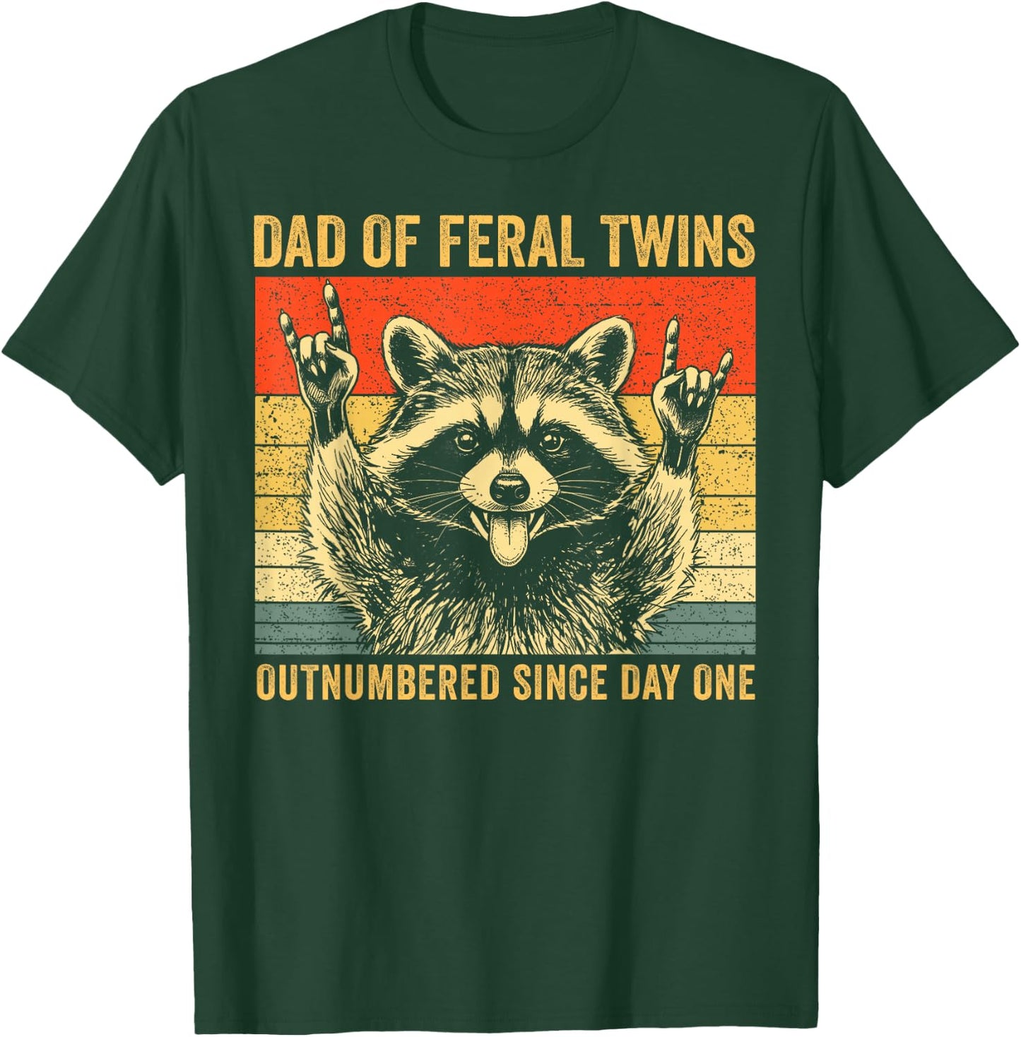 Dad of Feral Twins Unhinged Raccoon Fathers Day Men Vintage T-Shirt - T-Shirt | Forest
