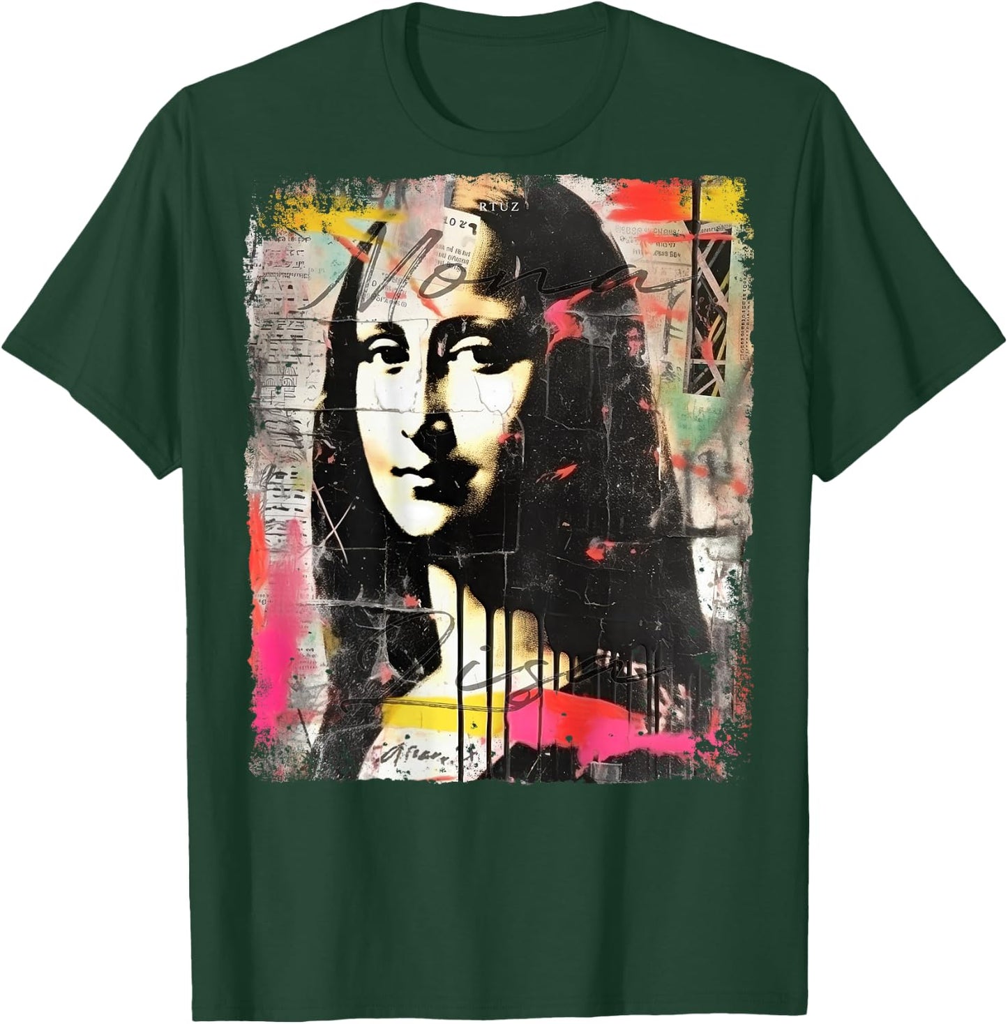 Mona Lisa Art Backprint Streetwear Mode Vintage Damen Herren T-Shirt - T-Shirt | Forest