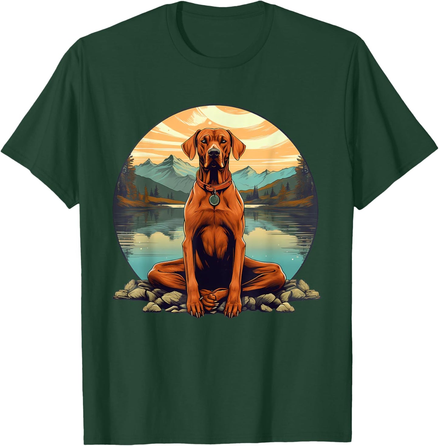 Rhodesian Ridgeback Dog Meditation Yoga Men Women Kids T-Shirt - T-Shirt | Forest