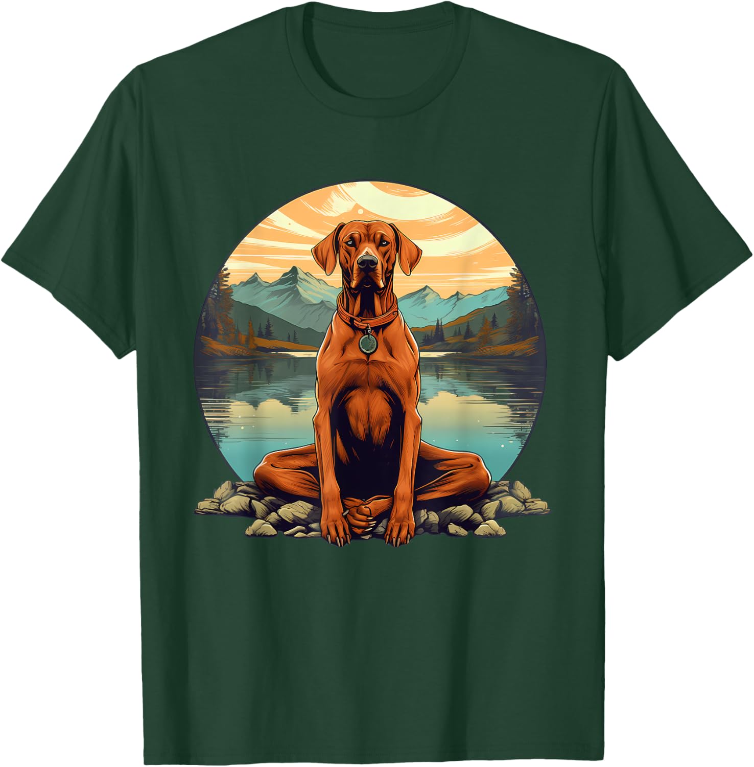 Rhodesian Ridgeback Dog Meditation Yoga Men Women Kids T-Shirt - T-Shirt | Forest
