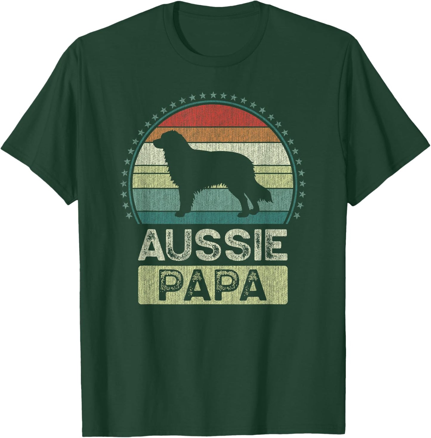 Aussie Papa, Father's Day, Dad, Grandpa, Australian Shepherd T-Shirt - T-Shirt | Forest