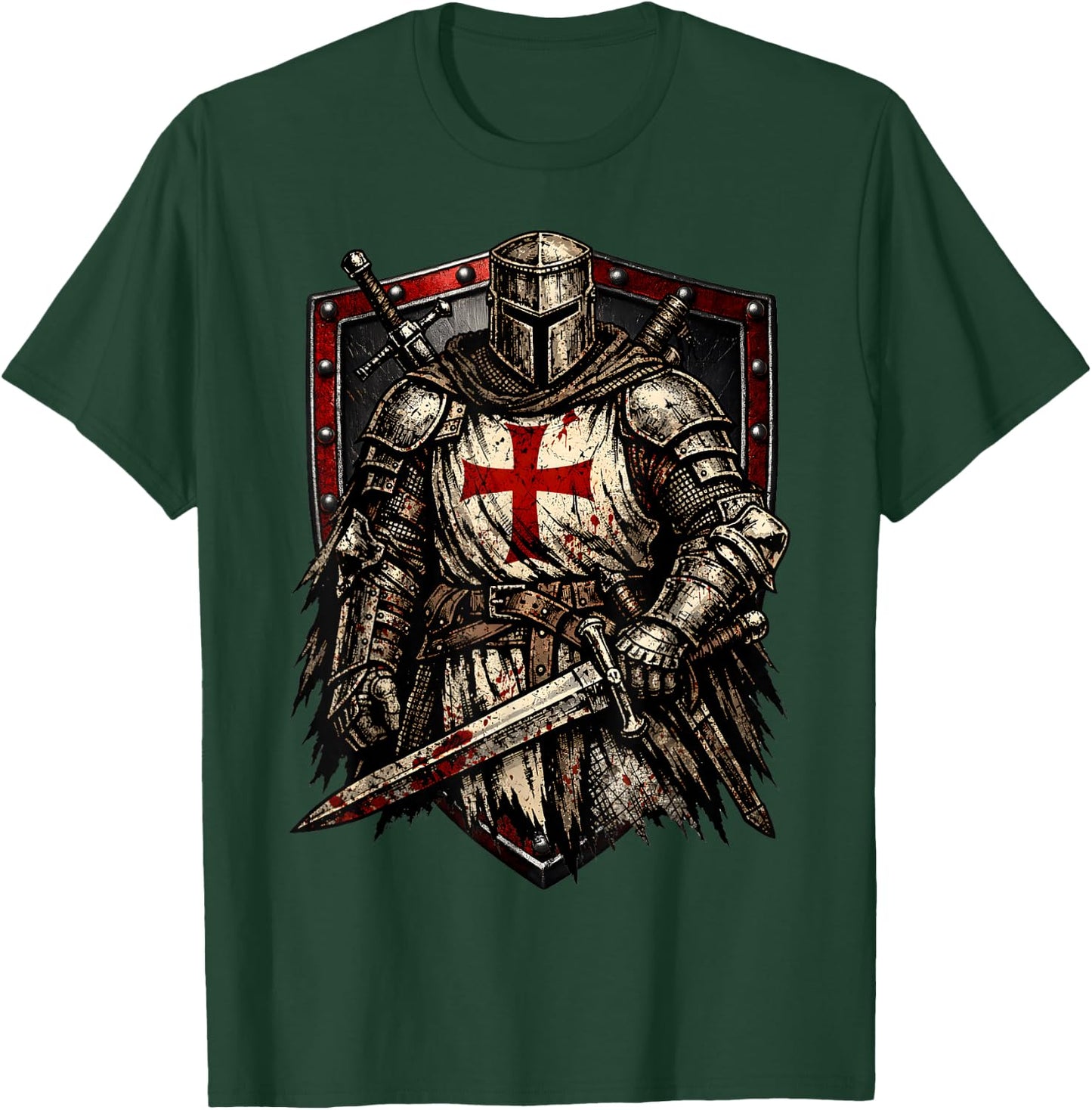 Chevalier Templier Chrétien Guerrier de Dieu Croisé T-Shirt - T-Shirt | Forest