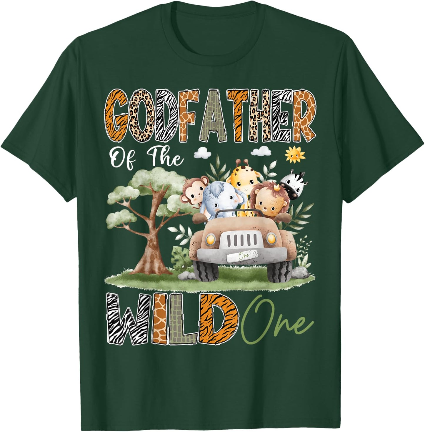 GodFather Of The Wild One 1St Birthday Safari Jungle Animal T-Shirt - T-Shirt | Forest