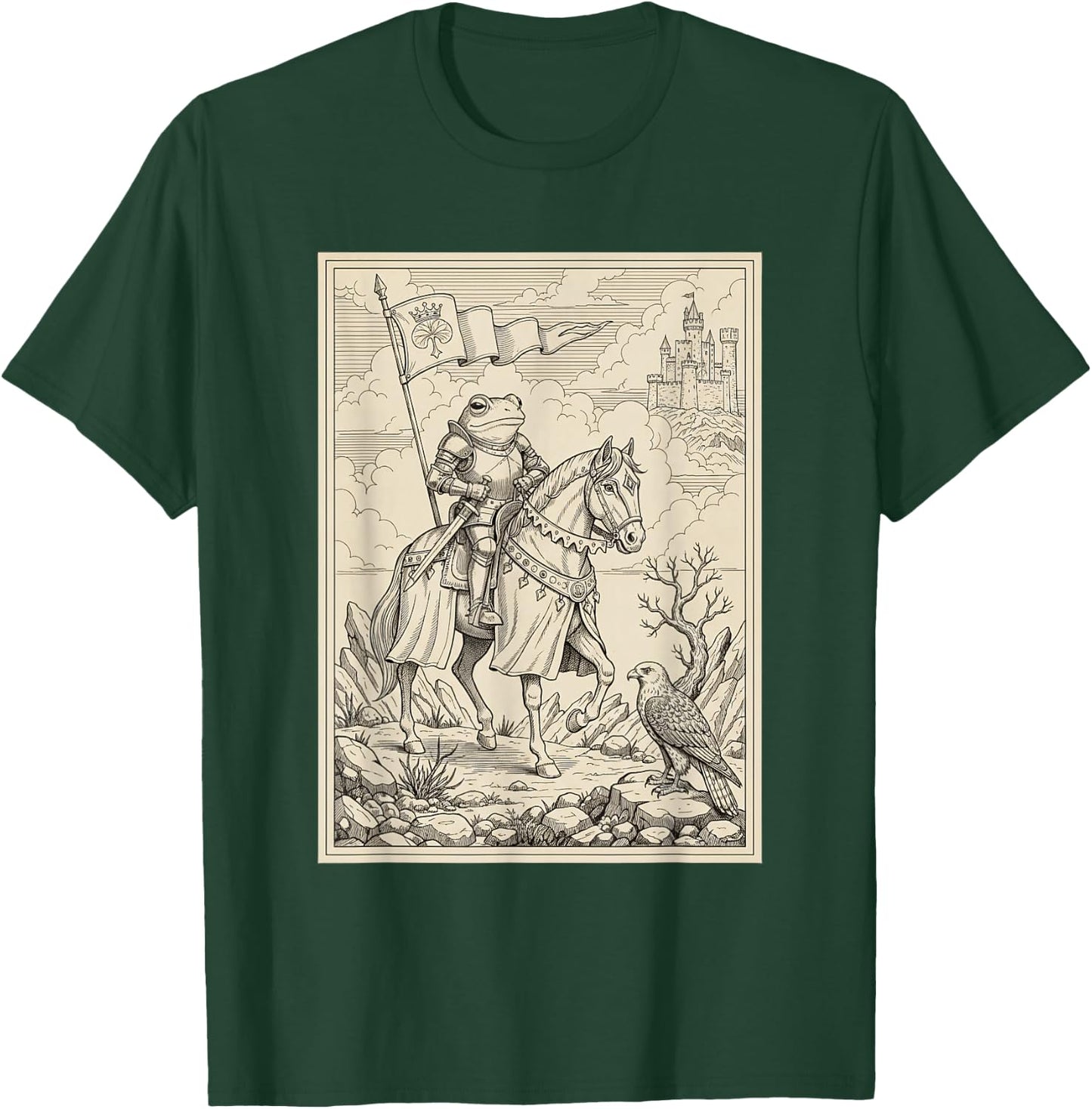 Knight Frog Vintage Illustration Medieval Castle Fantasy T-Shirt - T-Shirt | Forest
