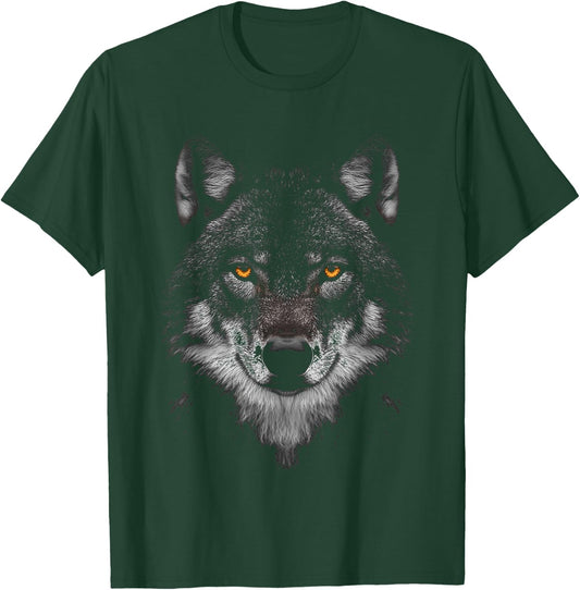 Wolf Animal Motif Artwork Wolf , black T-Shirt - T-Shirt | Forest