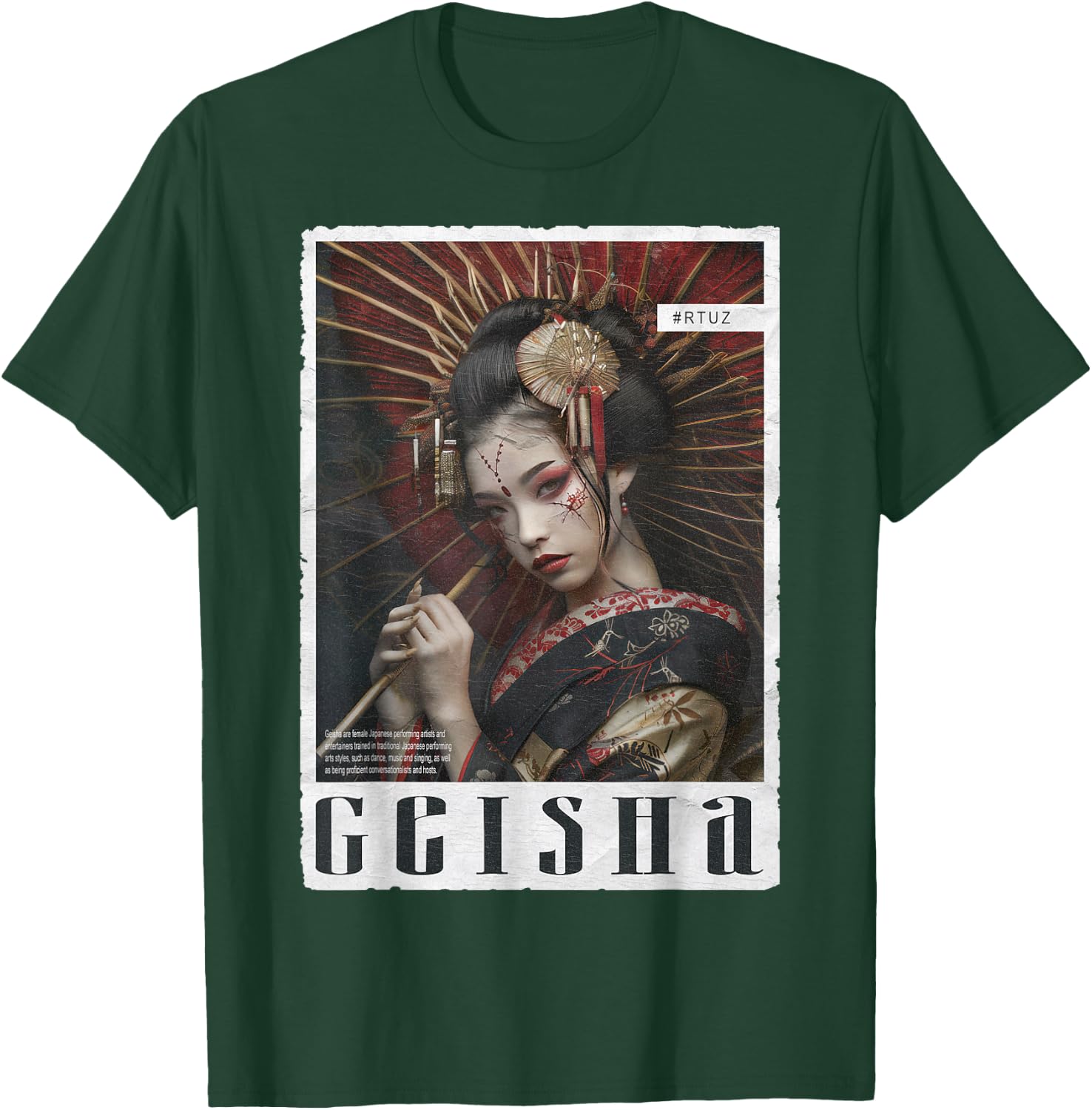 Hip Hop Y2K Vintage Hipster Edgy Urban Streetwear Geisha T-Shirt - T-Shirt | Forest