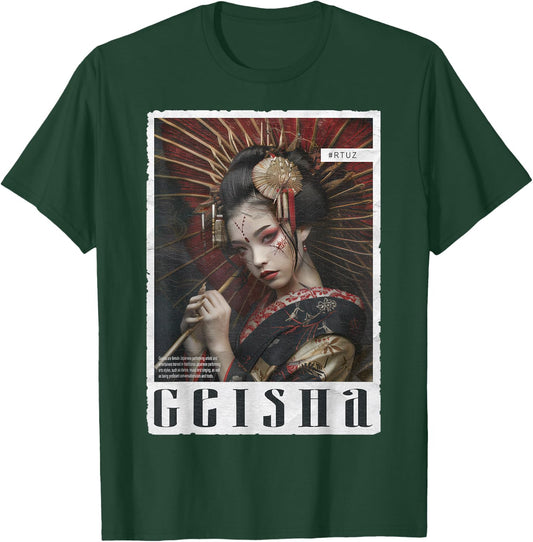 Hip Hop Y2K Vintage Hipster Edgy Urban Streetwear Geisha T-Shirt - T-Shirt | Forest