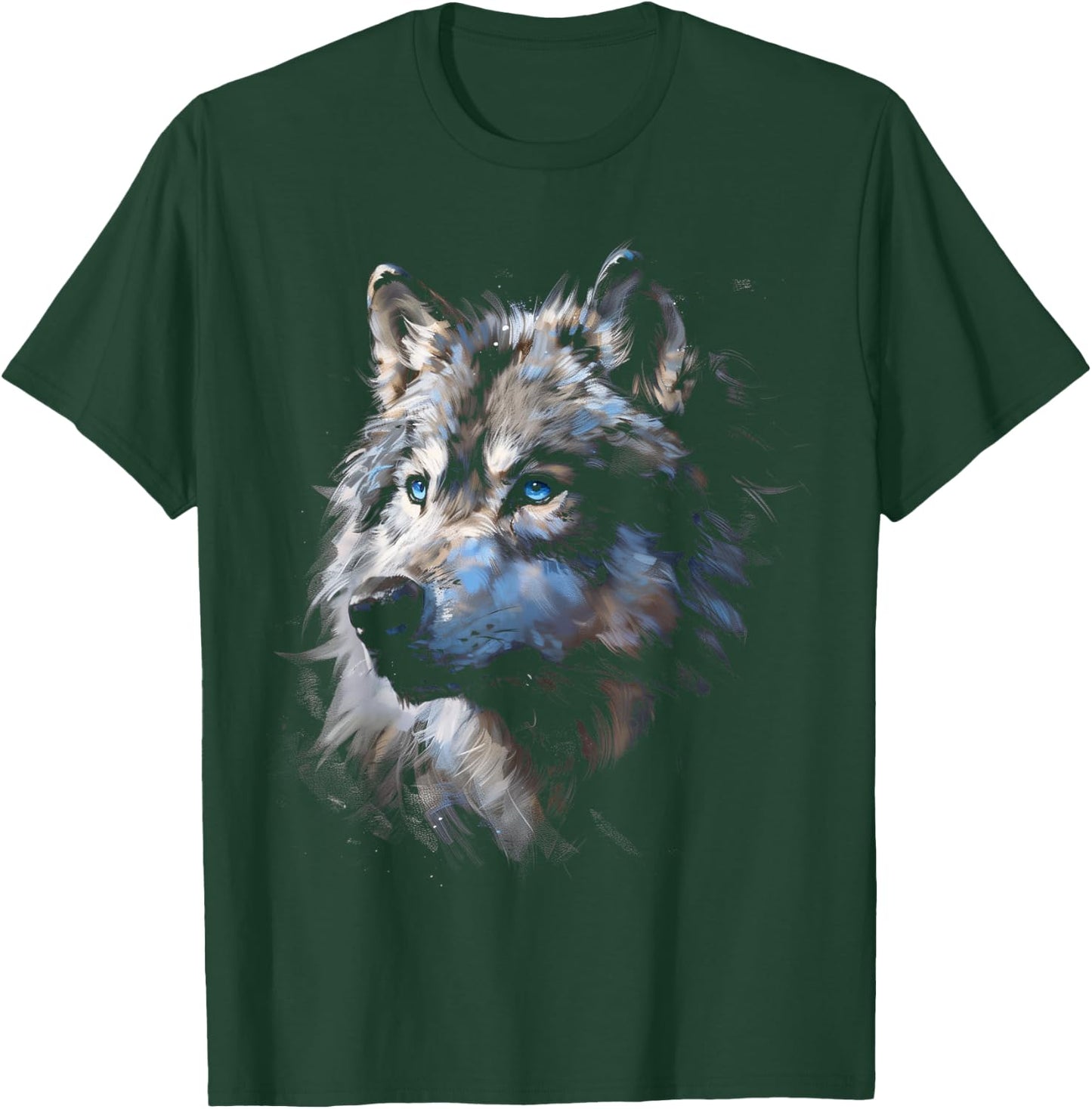 Alpha Wolf Dark Fantasy Art Graphic Blue Eyes Wolf Lovers , black T-Shirt - T-Shirt | Forest