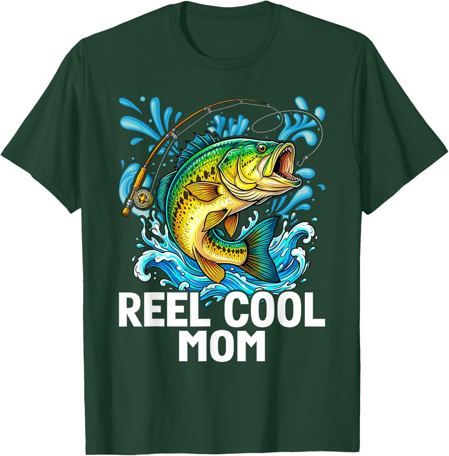 Reel Cool Mom Fishing Mom Birthday Vintage T-Shirt - T-Shirt | Forest