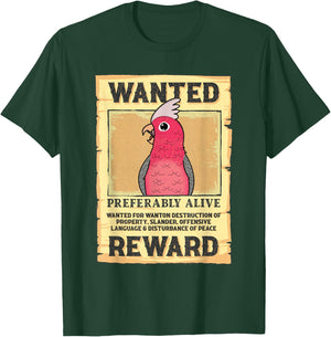 Wanted Poster Parrot I Rose-breasted Galah Cockatoo T-Shirt - T-Shirt | Forest