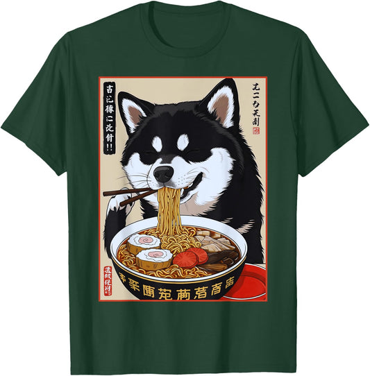 Shiba Inu Ramen Japanese Funny Kawaii Shiba Dog Anime Gifts T-Shirt - T-Shirt | Forest
