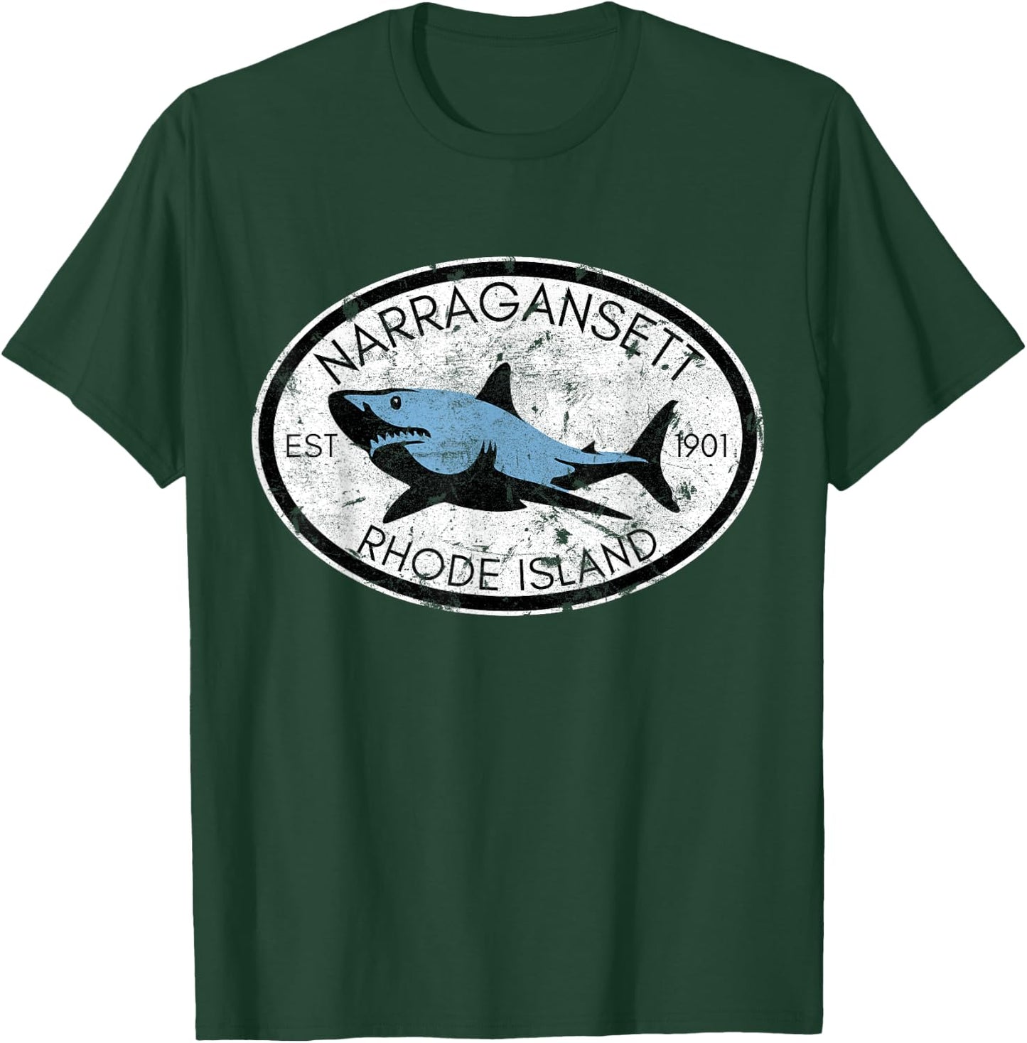 Narragansett Rhode Island Fishing Shark Fish Beach Vintage T-Shirt - T-Shirt | Forest
