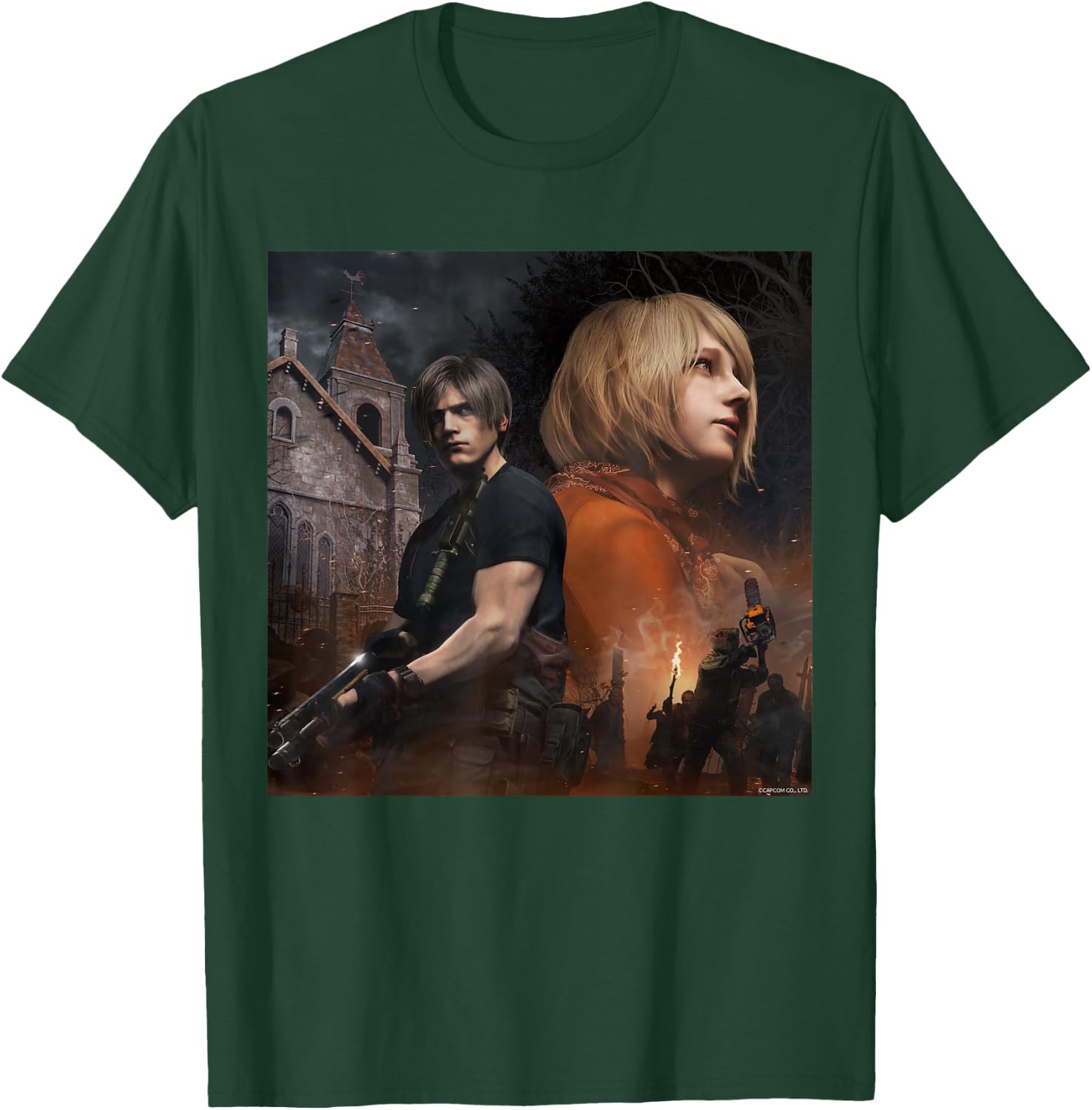 Capcom RESIDENT EVIL 4 Leon & Ashley , Herren, -Erwachsene, Kurzarm, Schwarz, S, Klassisch, mit kurzen Ärmeln T-Shirt - T-Shirt | Forest