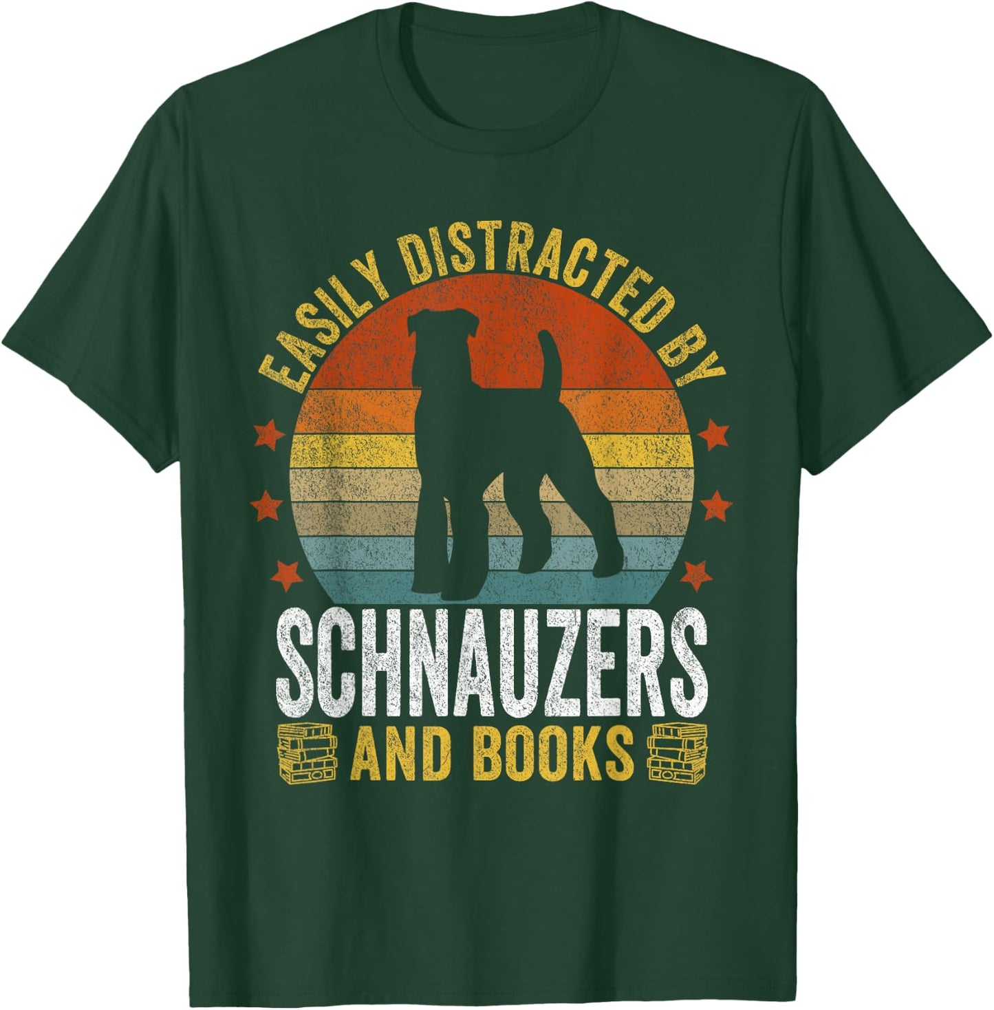 Schnauzer And Books Schnauzer Mom Schnauzer Dad Retro T-Shirt - T-Shirt | Forest