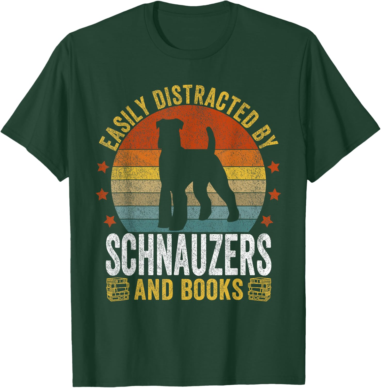 Schnauzer And Books Schnauzer Mom Schnauzer Dad Retro T-Shirt - T-Shirt | Forest
