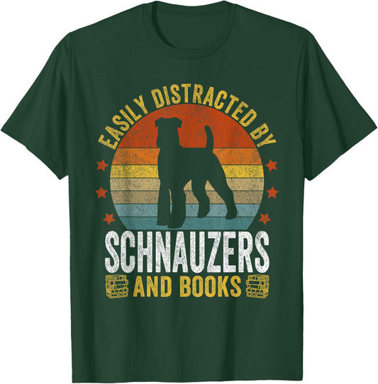 Schnauzer And Books Schnauzer Mom Schnauzer Dad Retro T-Shirt - T-Shirt | Forest