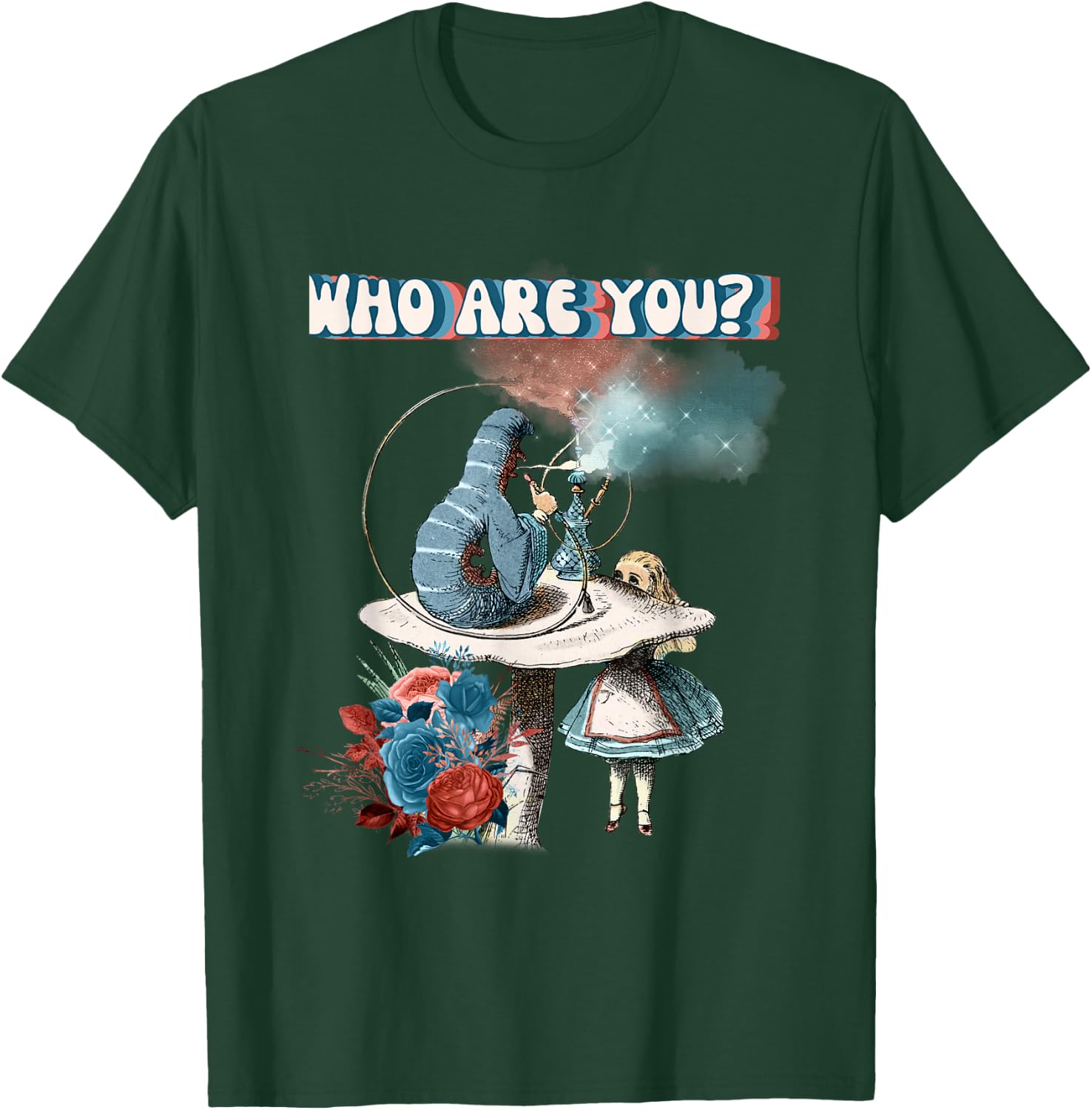 Alice Wonderland Caterpillar Smoking Hookah Pipe T-Shirt - T-Shirt | Forest