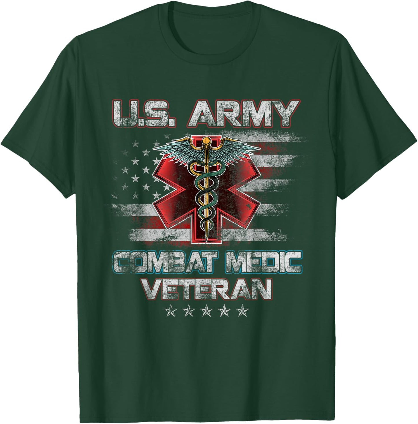 U.S Army Combat Medic Proud Veteran Medical Military Retired T-Shirt - T-Shirt | Forest