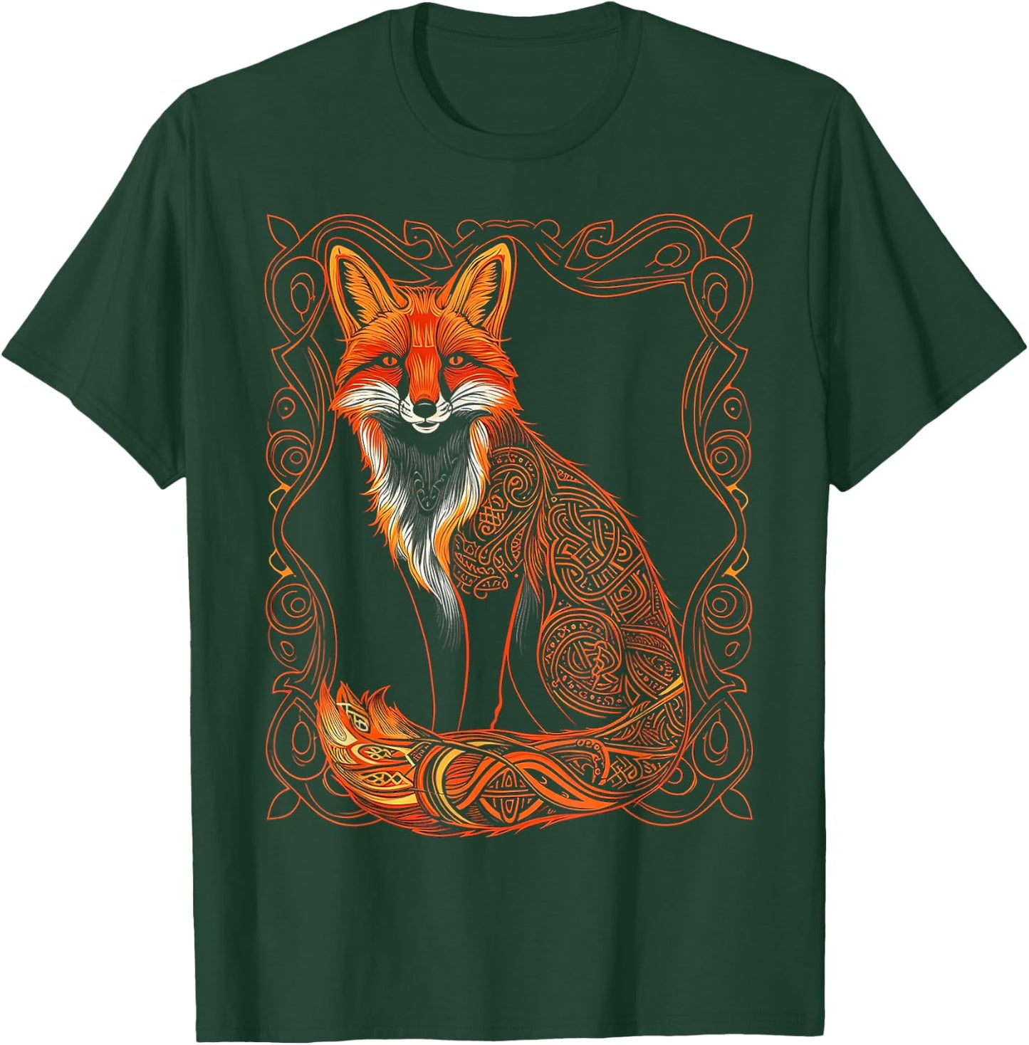 Fox Animal Illustration Fox , Black, S T-Shirt - T-Shirt | Forest
