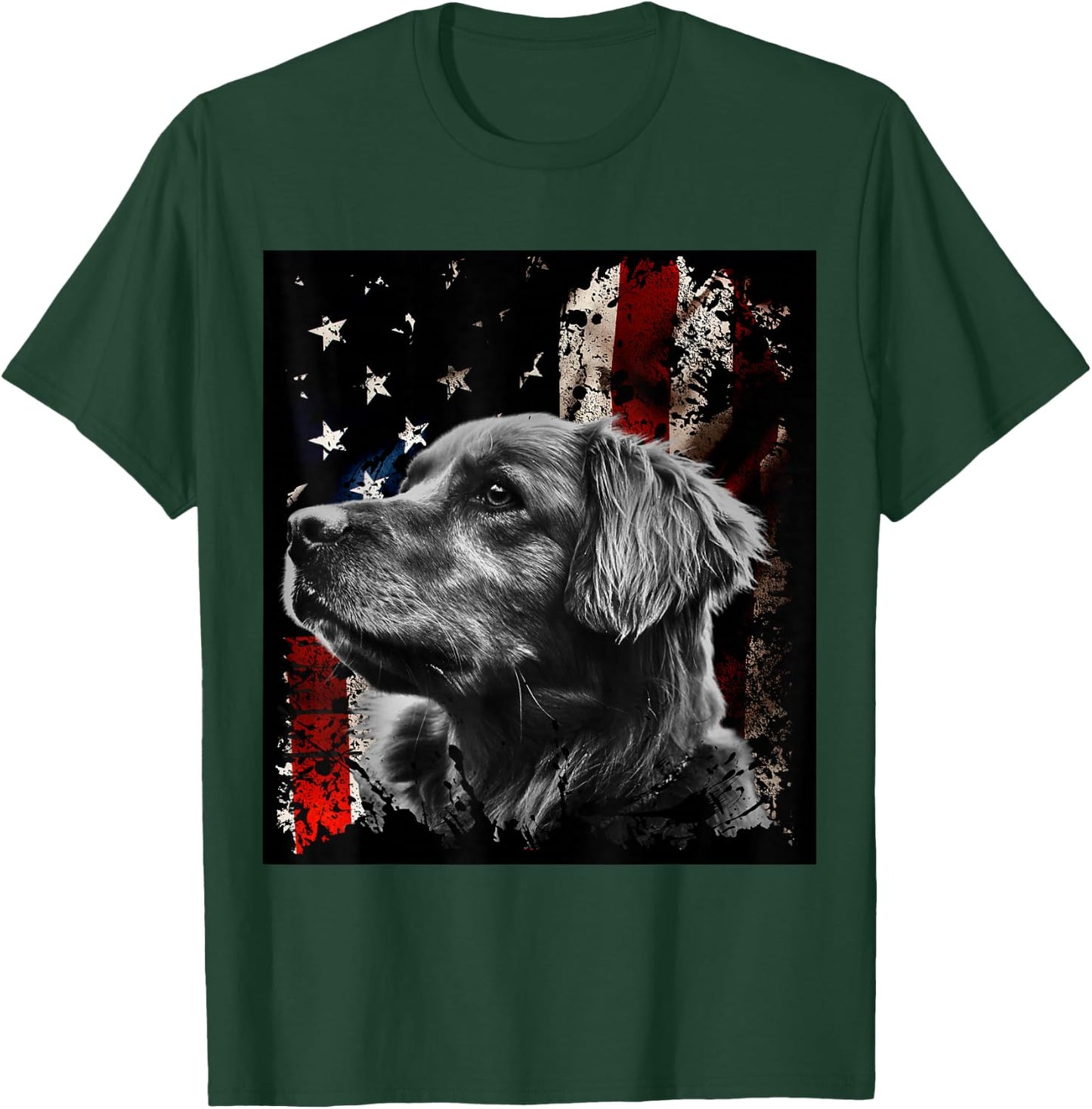 Patriotic Golden Retriever , Shirt, , , Gift T-Shirt - T-Shirt | Forest