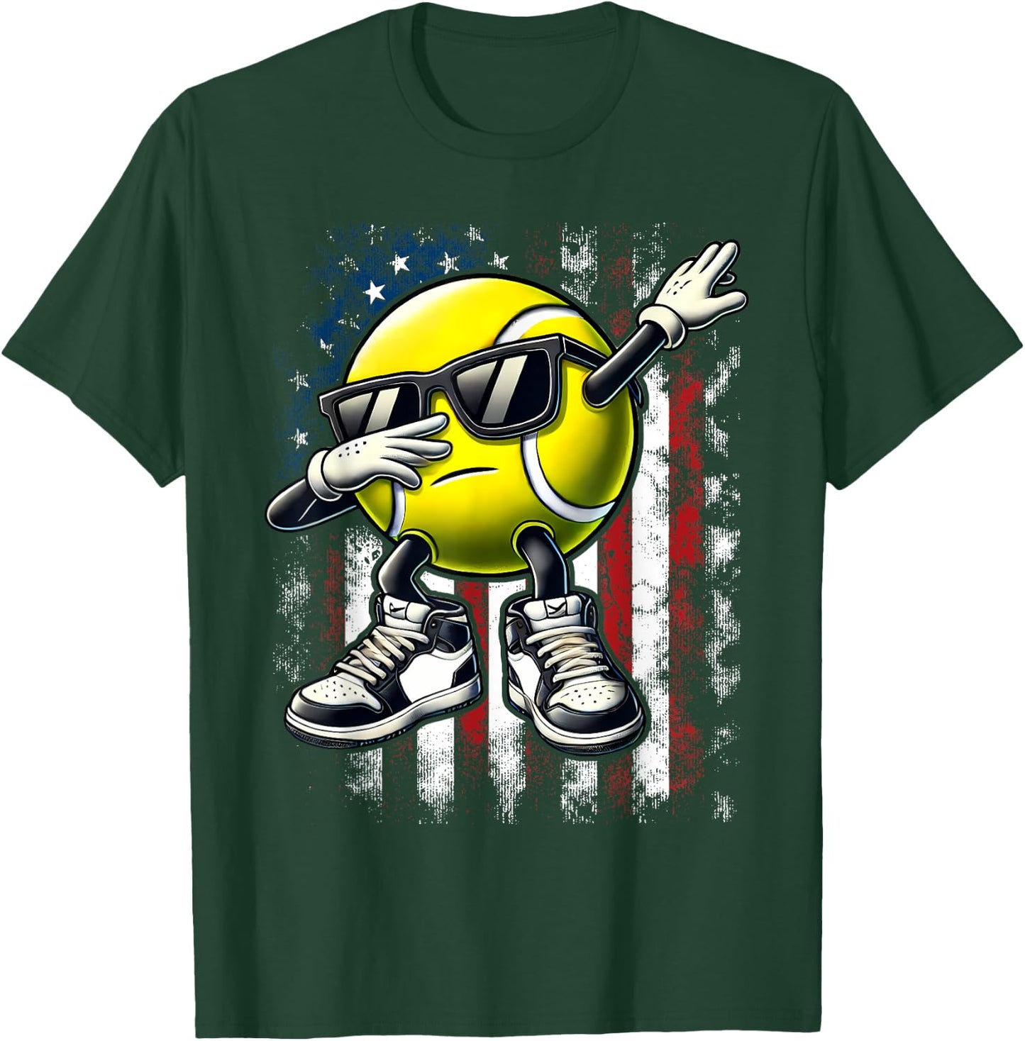 Dabbing Tennis Ball Funny Boys Men Women Sports Player T-Shirt - T-Shirt | Forest