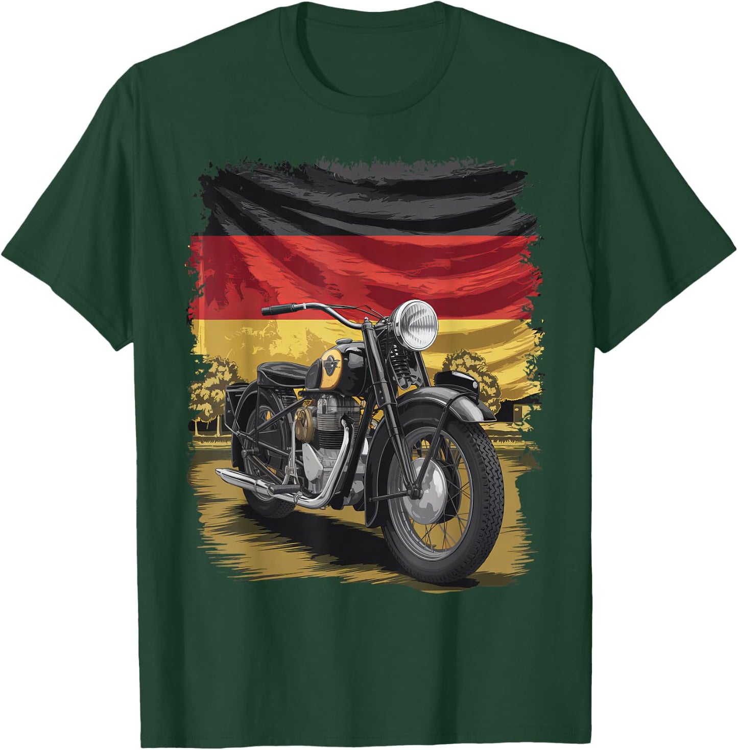 Motorcycle Vintage Germany Flag Retro Biker Men Fathers Day T-Shirt - T-Shirt | Forest