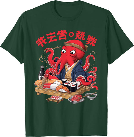 Octopus Ramen Aesthetic Japanese Culture Tokyo asian Art T-Shirt - T-Shirt | Forest
