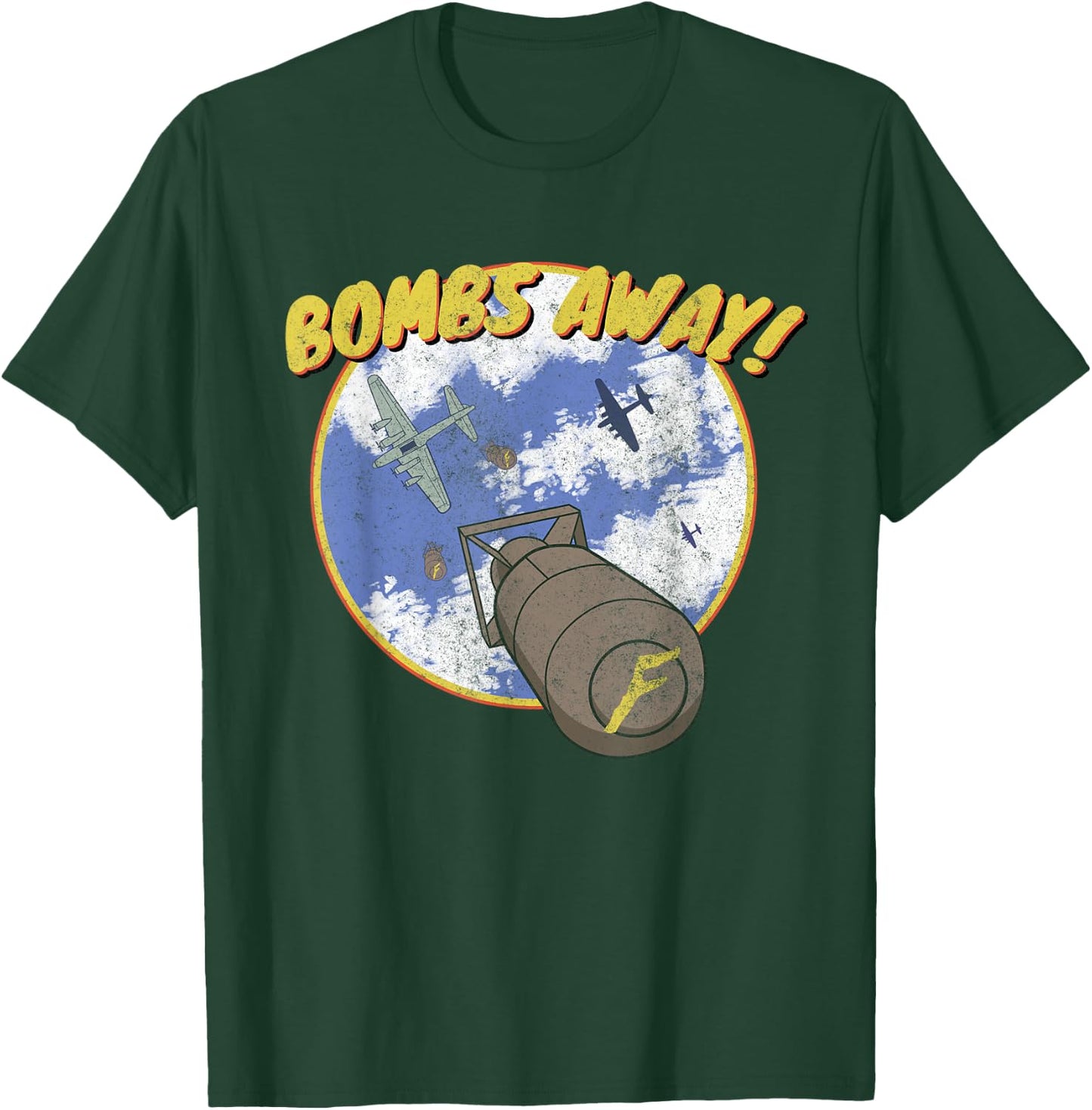 B-17 Classic Vintage Aviation Bomber Distressed F-Bomb T-Shirt - T-Shirt | Forest