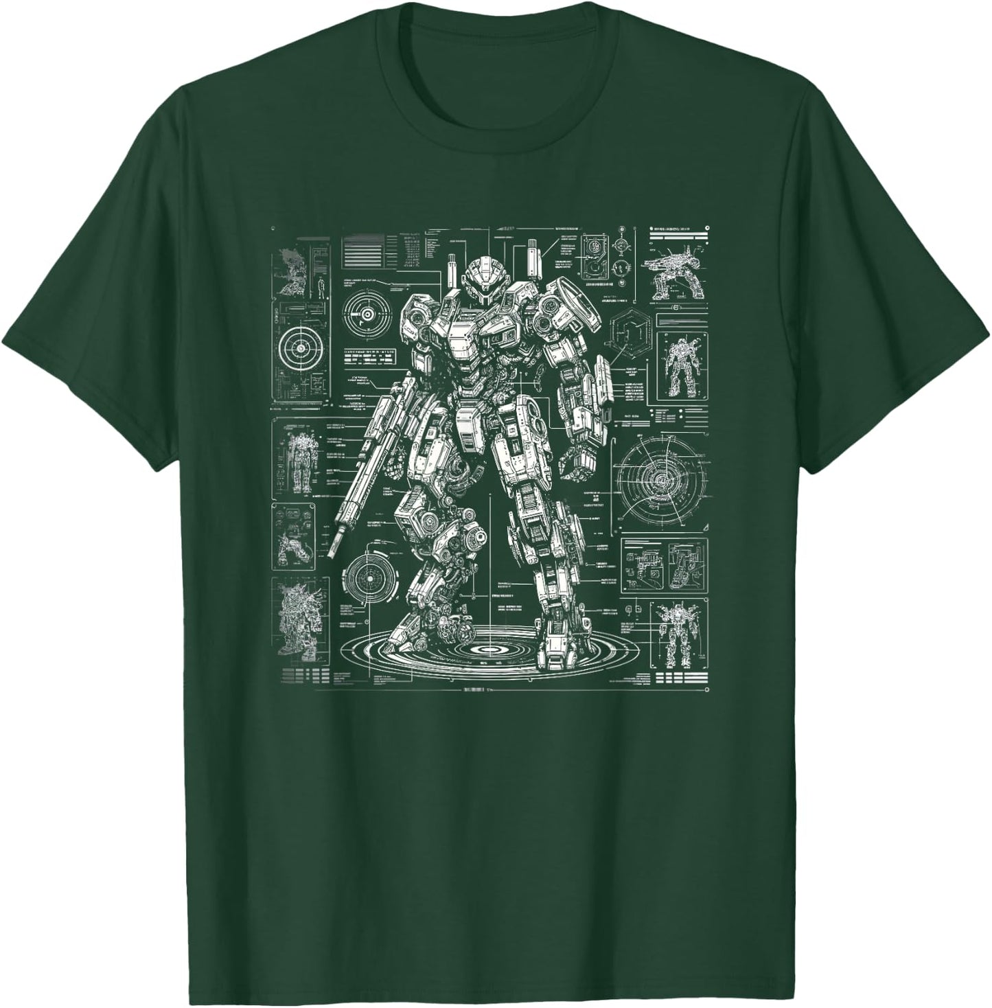 Mech Robot Design Sketch Drawing Art T-Shirt - T-Shirt | Forest