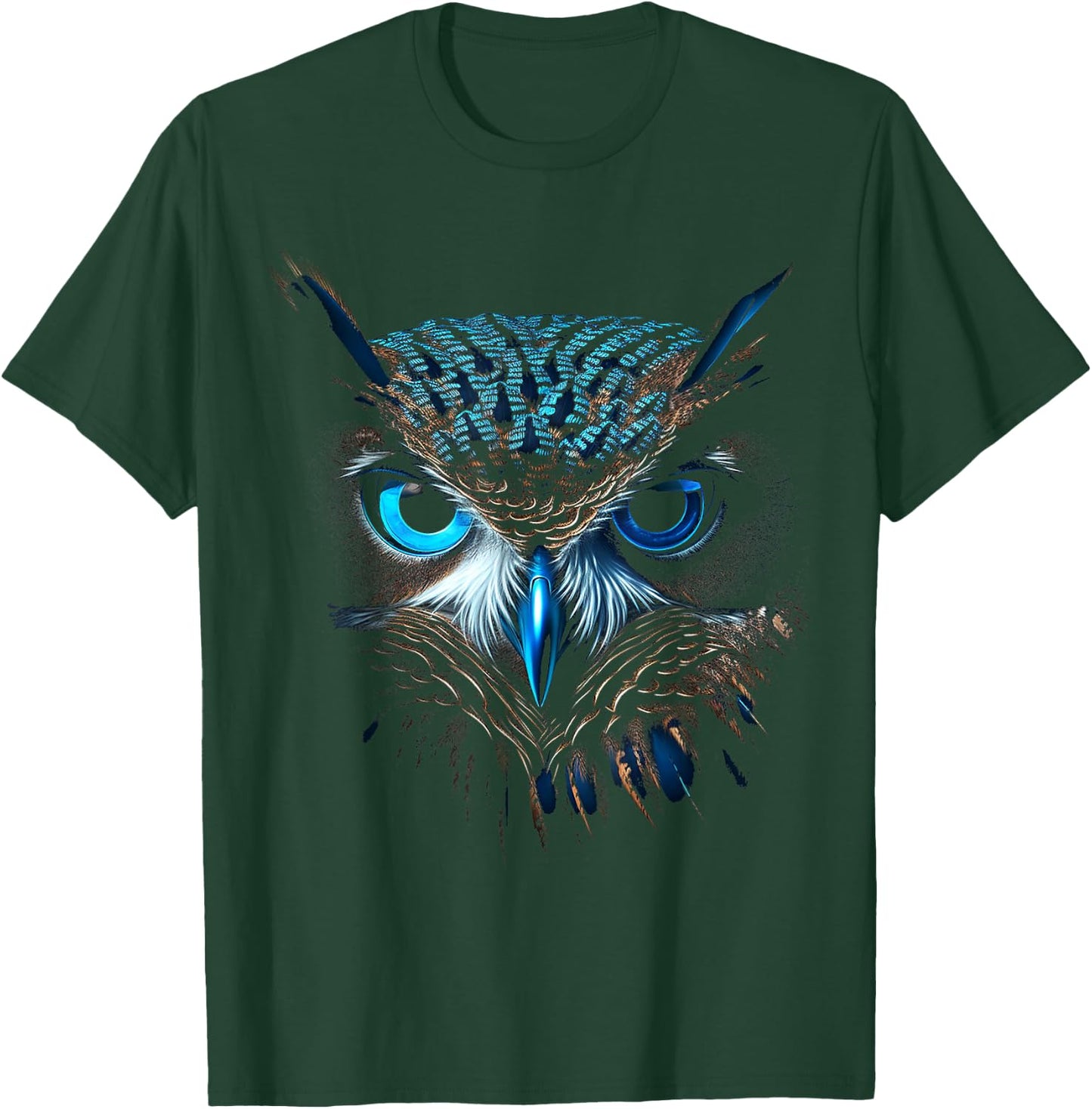@n!mal Eule blaue Augen Tier Grafik Illustration Eule , , Kurzarm, Klein, Blue T-Shirt - T-Shirt | Forest