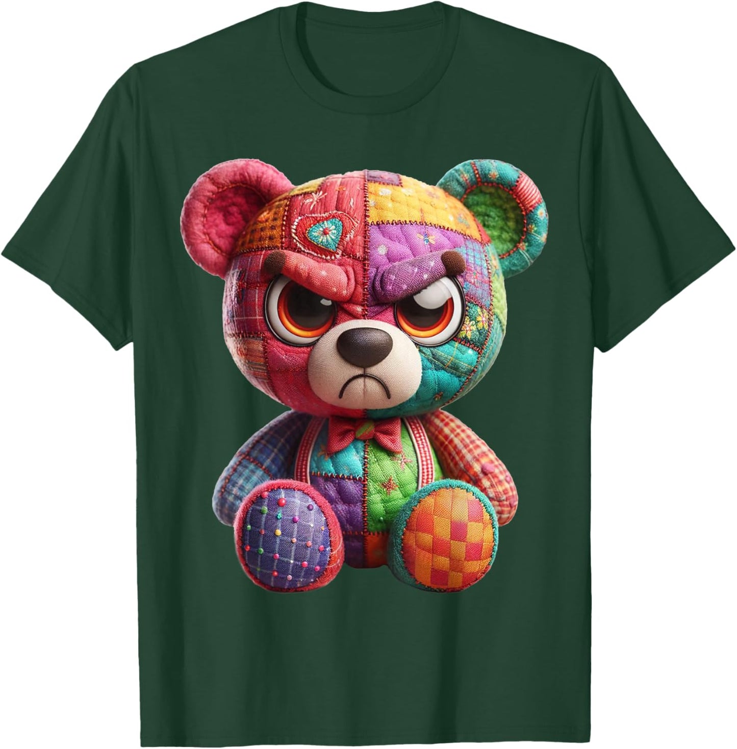 Angry Teddy Bear Print A Very Grumpy Hug T-Shirt - T-Shirt | Forest