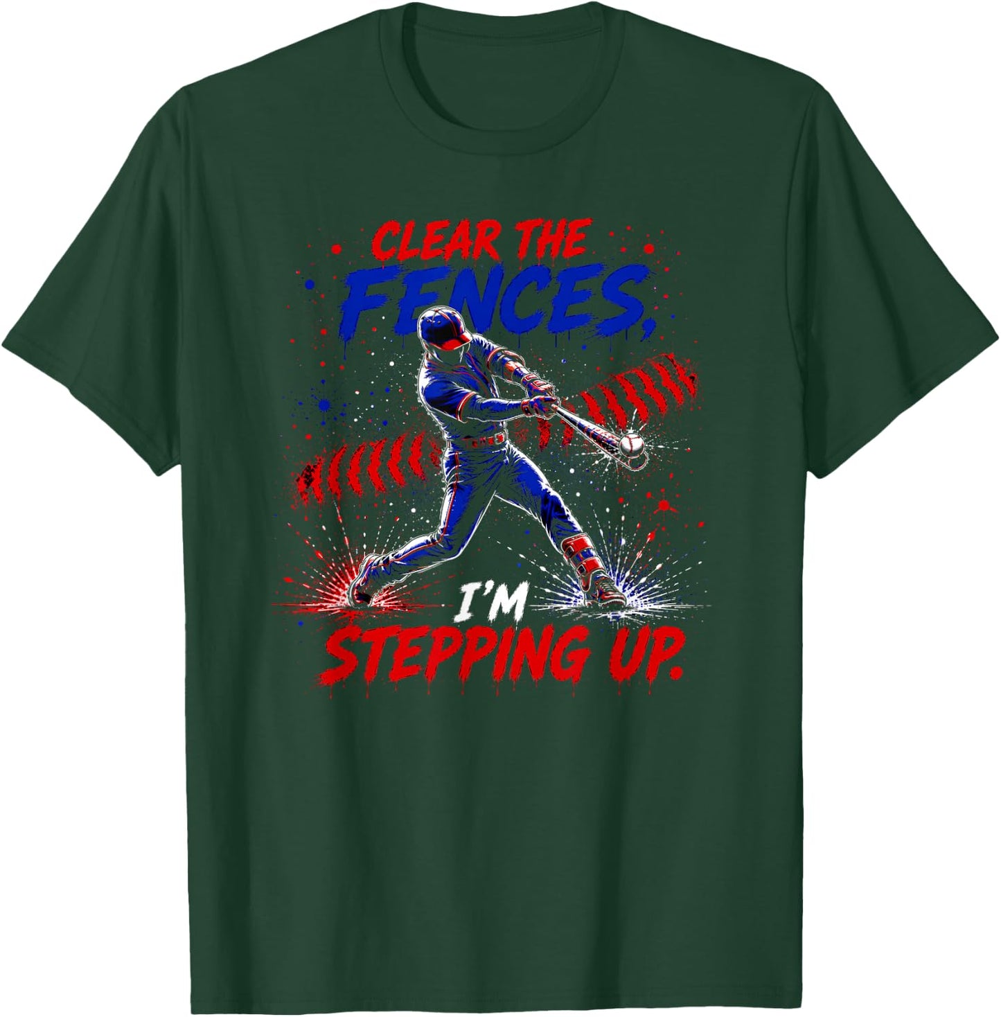 Baseball Batter Homerun Boys Men Paint Splatter Sports T-Shirt - T-Shirt | Forest