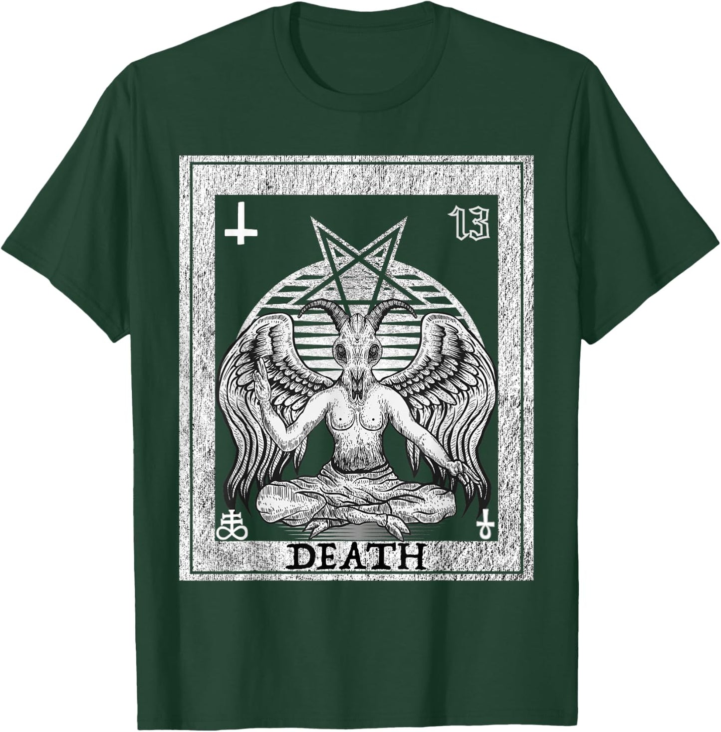 Death Occult Satan Goat Head Tarot Card Unholy Horror T-Shirt - T-Shirt | Forest