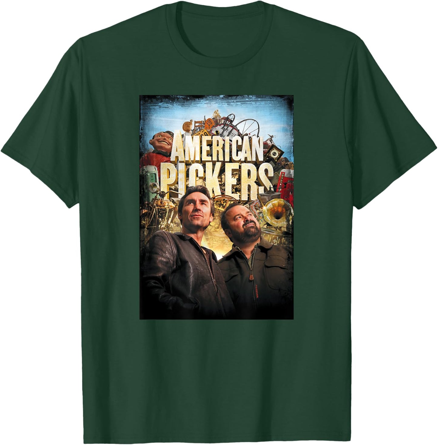 HISTORY American Pickers Distressed Adult Black Modern Letter Print Short Sleeve T-Shirt - T-Shirt | Forest
